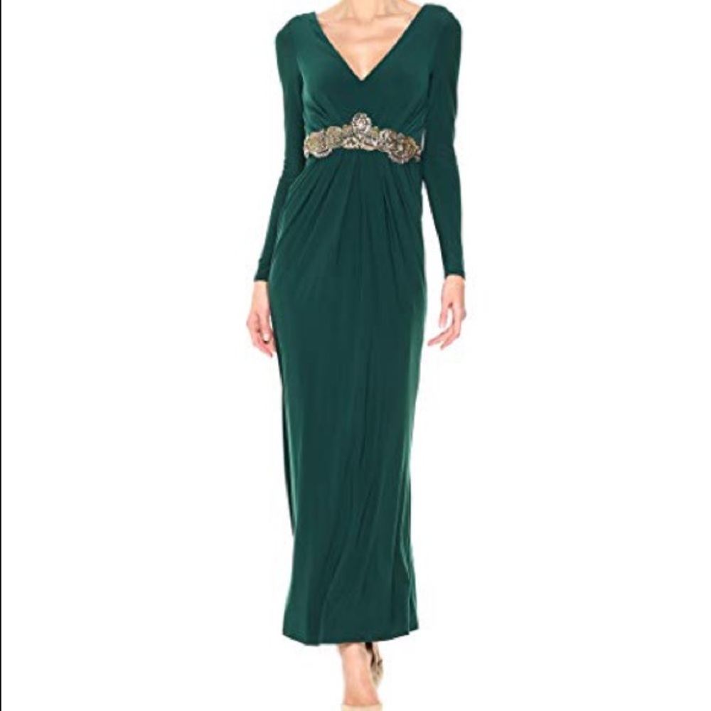 Eliza J Women's Beaded Waist Gown, Hunter Green